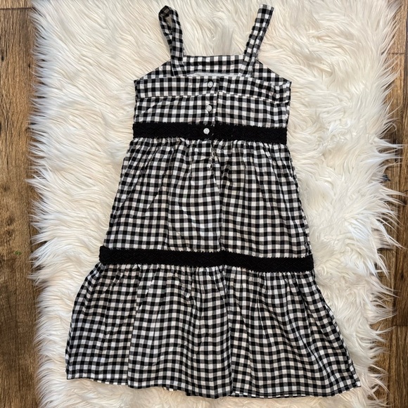 Janie and Jack Girls Gingham Sundress Size 4 Black White Cotton Dress - Picture 5 of 7